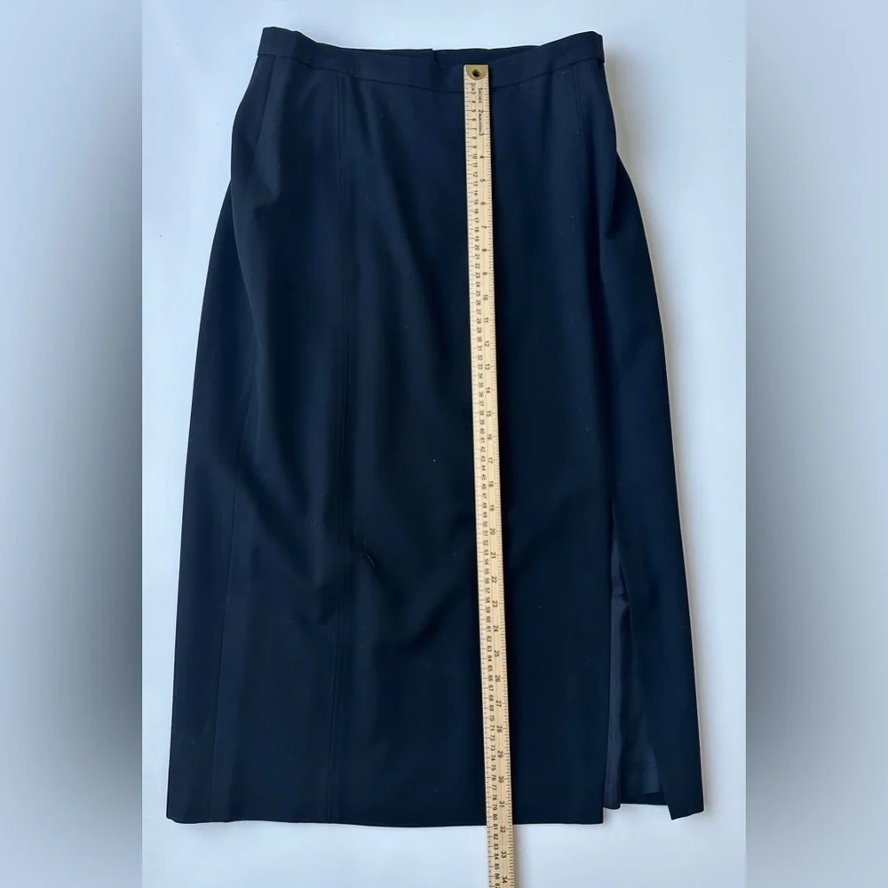 Vintage J’Envie Sport Black Modest Pure Wool Long Straight Skirt Women’s Size 12